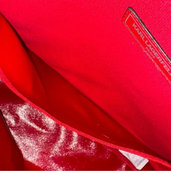 KARL LAGERFELD PARIS Kristen Tote Bag in Red canvas and saffiano leather - Picture 9 of 13